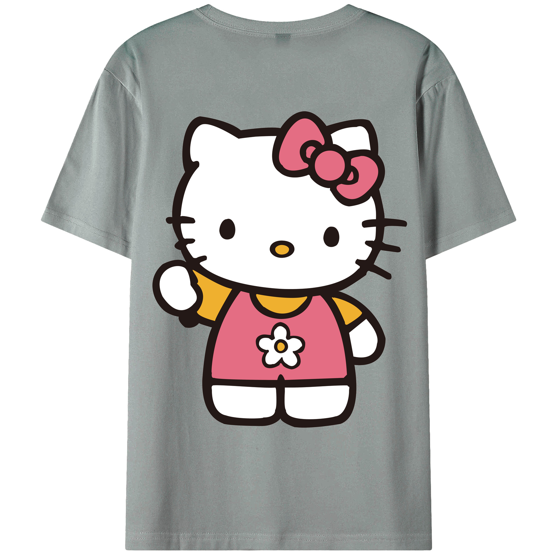 （画像用） Hello Kitty ハローキティ 綿100％ メンズ半袖Tシャツ（バックプリント） 通気性